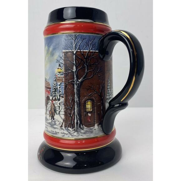 VINTAGE 1992 Budweiser Holiday Beer Stein Mug "A Perfect Christmas" Clydesdales - Picture 5 of 11